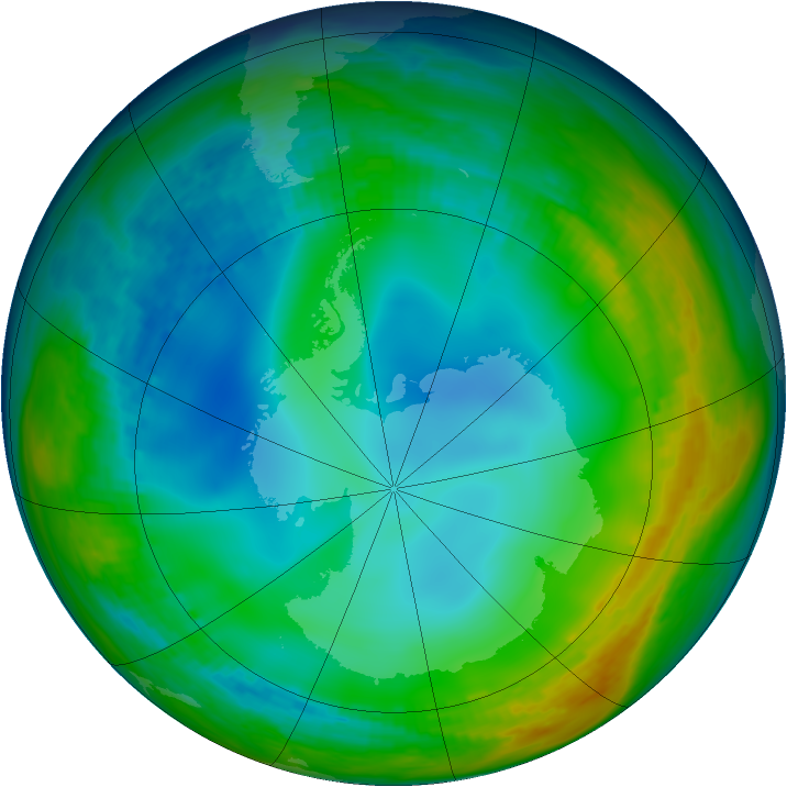 Antarctic ozone map for 26 June 1992